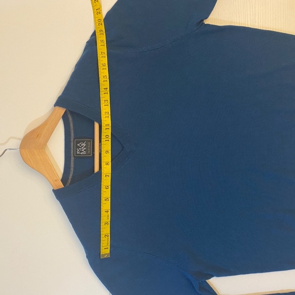 JOS A BANK Men's V-Neck Pullover Sweater Teal Blue 100% Merino Wool Size Large - Picture 10 of 11